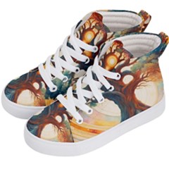 Tree Cosmic Spiritual Meditation Kids  Hi-top Skate Sneakers by Apen