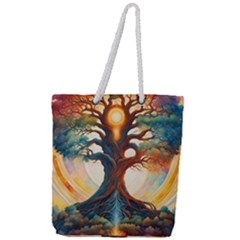 Tree Cosmic Spiritual Meditation Full Print Rope Handle Tote (large) by Apen