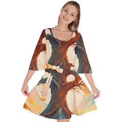 Tree Cosmic Spiritual Meditation Velour Kimono Dress by Apen