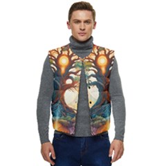 Tree Cosmic Spiritual Meditation Men s Button Up Puffer Vest	 by Apen