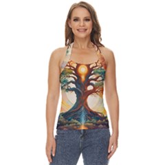 Tree Cosmic Spiritual Meditation Basic Halter Top by Apen