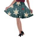 Snowflakes Winter Snow A-line Skater Skirt View2