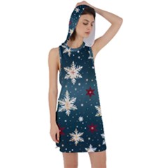 Snowflakes Winter Snow Racer Back Hoodie Dress by Apen