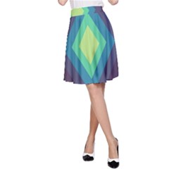 Pattern Blue Green Retro Design A-line Skirt by Ravend