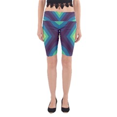 Pattern Blue Green Retro Design Yoga Cropped Leggings by Ravend