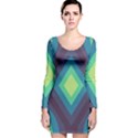 Pattern Blue Green Retro Design Long Sleeve Velvet Bodycon Dress View1