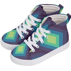 Pattern Blue Green Retro Design Kids  Hi-top Skate Sneakers by Ravend