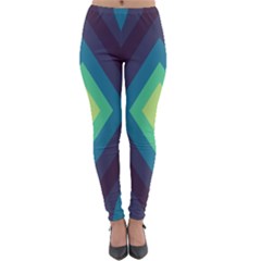 Pattern Blue Green Retro Design Lightweight Velour Leggings by Ravend