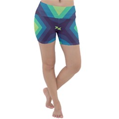 Pattern Blue Green Retro Design Lightweight Velour Yoga Shorts by Ravend