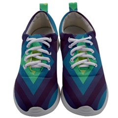 Pattern Blue Green Retro Design Mens Athletic Shoes by Ravend