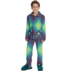 Pattern Blue Green Retro Design Kids  Long Sleeve Velvet Pajamas Set by Ravend