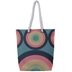 Circles Design Pattern Tile Full Print Rope Handle Tote (small) by Ravend