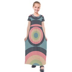 Circles Design Pattern Tile Kids  Short Sleeve Maxi Dress by Ravend