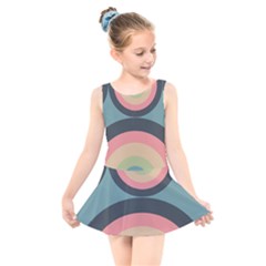 Circles Design Pattern Tile Kids  Skater Dress Swimsuit by Ravend