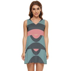 Circles Design Pattern Tile Tiered Sleeveless Mini Dress by Ravend