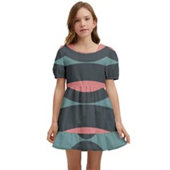 Circles Design Pattern Tile Kids  Short Sleeve Dolly Dress by Ravend