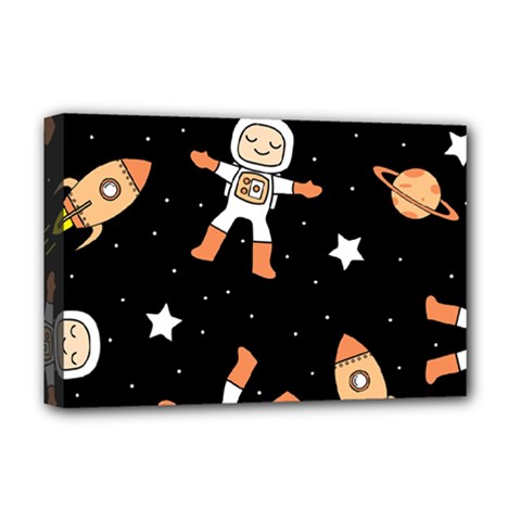 Astronaut Space Rockets Spaceman Deluxe Canvas 18  X 12  (stretched) by Ravend