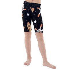 Astronaut Space Rockets Spaceman Kids  Mid Length Swim Shorts by Ravend