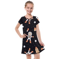 Astronaut Space Rockets Spaceman Kids  Cross Web Dress by Ravend