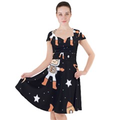 Astronaut Space Rockets Spaceman Cap Sleeve Midi Dress by Ravend