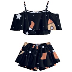 Astronaut Space Rockets Spaceman Kids  Off Shoulder Skirt Bikini by Ravend