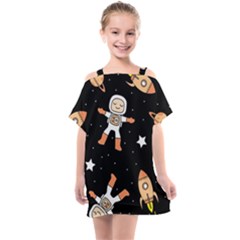 Astronaut Space Rockets Spaceman Kids  One Piece Chiffon Dress by Ravend