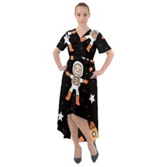 Astronaut Space Rockets Spaceman Front Wrap High Low Dress by Ravend