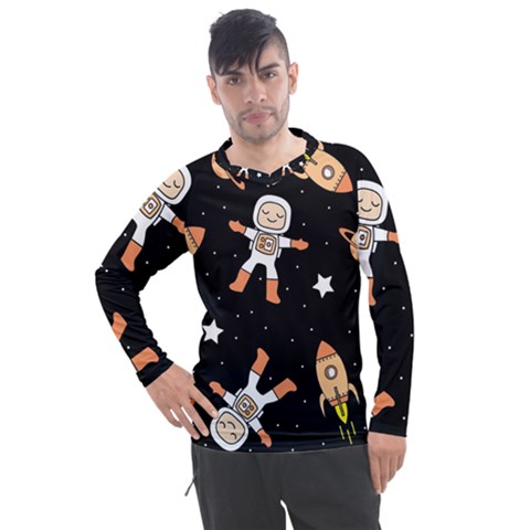 Astronaut Space Rockets Spaceman Men s Pique Long Sleeve T-shirt by Ravend