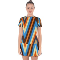 Pattern Triangle Design Repeat Drop Hem Mini Chiffon Dress by Ravend