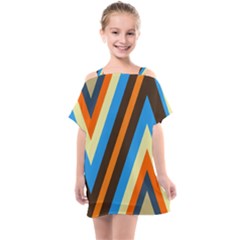 Pattern Triangle Design Repeat Kids  One Piece Chiffon Dress by Ravend