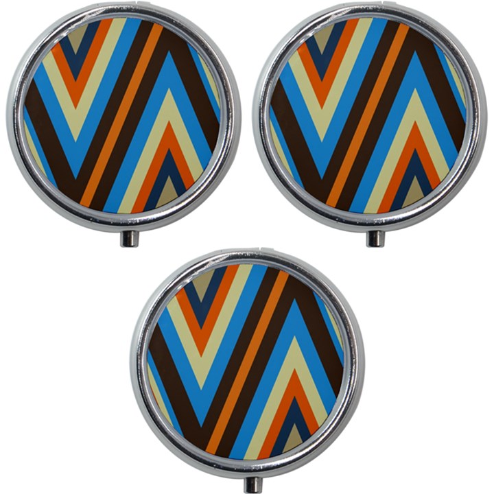 Pattern Triangle Design Repeat Mini Round Pill Box (Pack of 3)