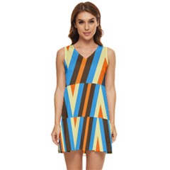 Pattern Triangle Design Repeat Tiered Sleeveless Mini Dress by Ravend