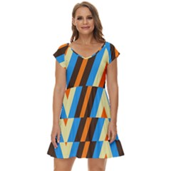 Pattern Triangle Design Repeat Short Sleeve Tiered Mini Dress by Ravend