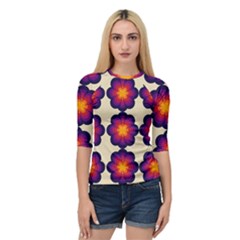 Flower Pattern Design Seamless Quarter Sleeve Raglan T-shirt