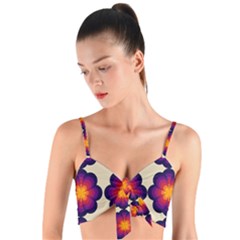 Flower Pattern Design Seamless Woven Tie Front Bralet by Ravend