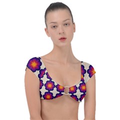 Flower Pattern Design Seamless Cap Sleeve Ring Bikini Top by Ravend