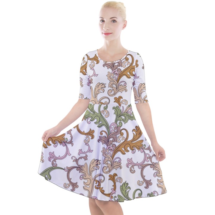 Pattern Design Art Decoration Quarter Sleeve A-Line Dress