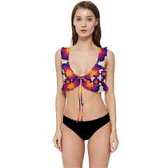 Flower Pattern Design Seamless Low Cut Ruffle Edge Bikini Top by Ravend