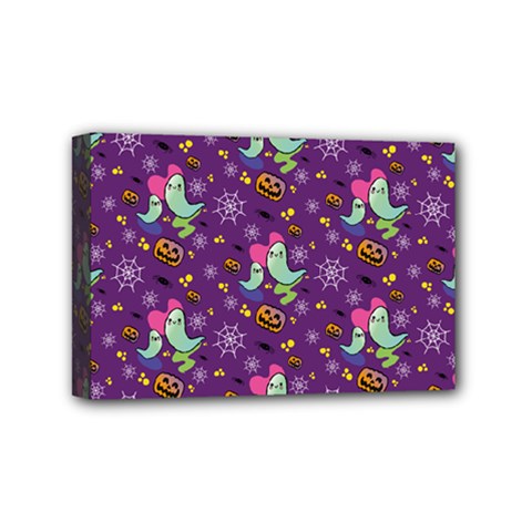 Pumpkins Ghosts Skeleton Pattern Mini Canvas 6  X 4  (stretched) by Ravend