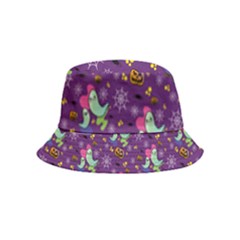 Pumpkins Ghosts Skeleton Pattern Bucket Hat (kids) by Ravend