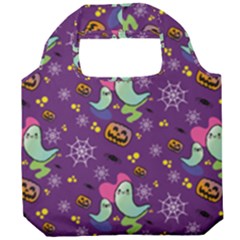 Pumpkins Ghosts Skeleton Pattern Foldable Grocery Recycle Bag by Ravend