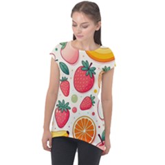 Fruit Sweet Pattern Cap Sleeve High Low Top by Ravend