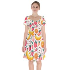 Fruit Sweet Pattern Short Sleeve Bardot Dress by Ravend