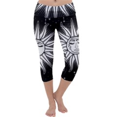 Sun Moon Star Universe Space Capri Yoga Leggings by Ravend