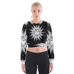 Sun Moon Star Universe Space Cropped Sweatshirt