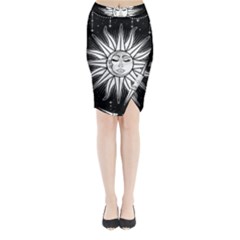 Sun Moon Star Universe Space Midi Wrap Pencil Skirt by Ravend