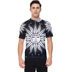 Sun Moon Star Universe Space Men s Short Sleeve Rash Guard by Ravend