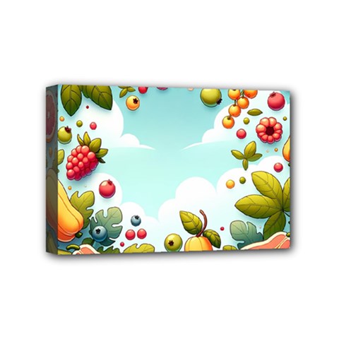 Fruits Sweet Papaya Orange Pattern Mini Canvas 6  X 4  (stretched) by Ravend