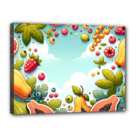 Fruits Sweet Papaya Orange Pattern Canvas 16  X 12  (stretched) by Ravend