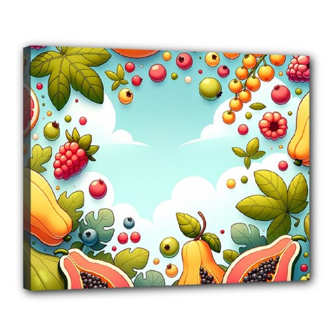 Fruits Sweet Papaya Orange Pattern Canvas 20  X 16  (stretched) by Ravend